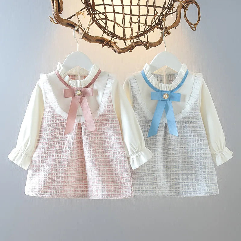 Cute Bow Plaid Baby Dress