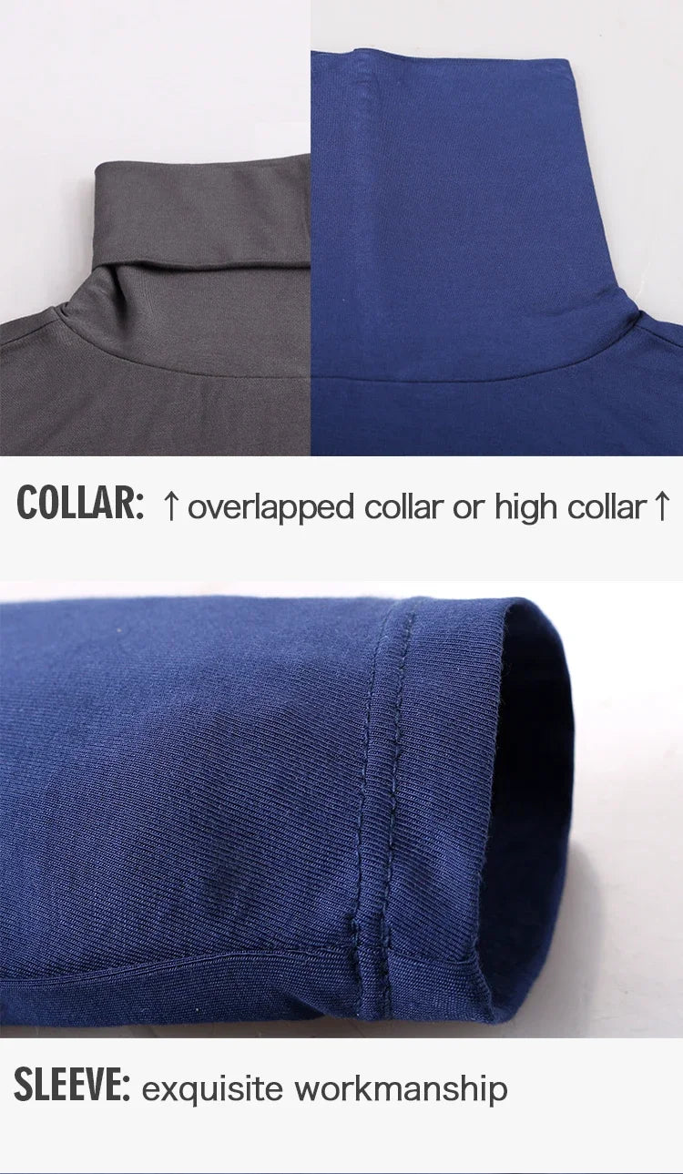 Autumn Winter Mens Turtleneck Sweaters Casual Thermal Long Sleeve Slim Fit Pullovers Stretch Basic Tops Sweatshirt Jumper TShirt
