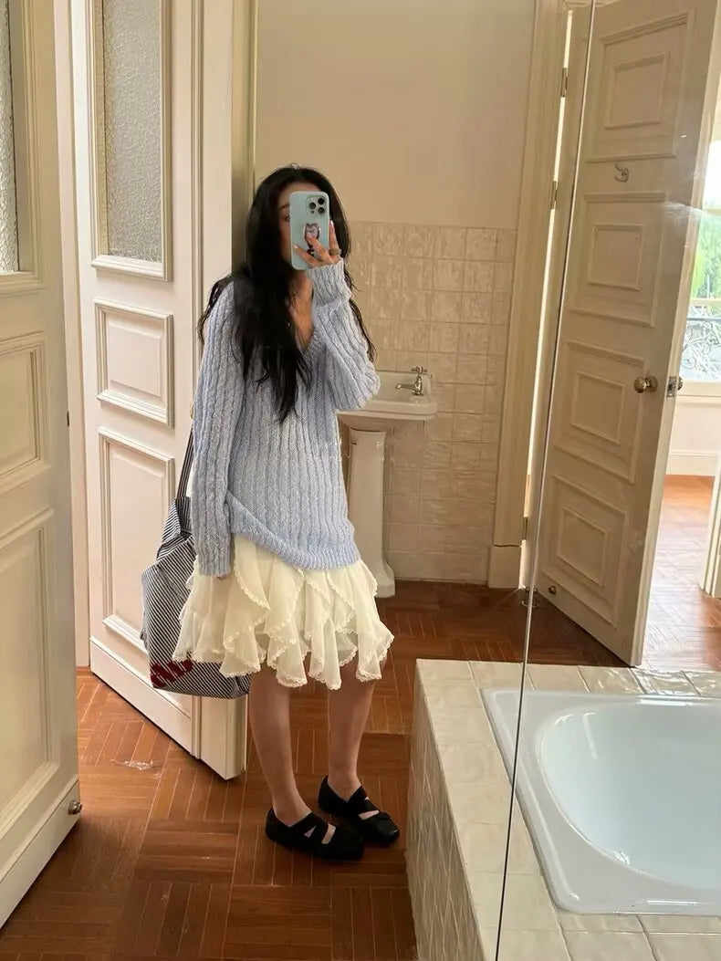 Summer Clothes Pleated Skirts Women Mini Skirts Luxury Designer Ruffle Skirts Elegant Japanese Y2k Black Lace Skirts Lace Trim