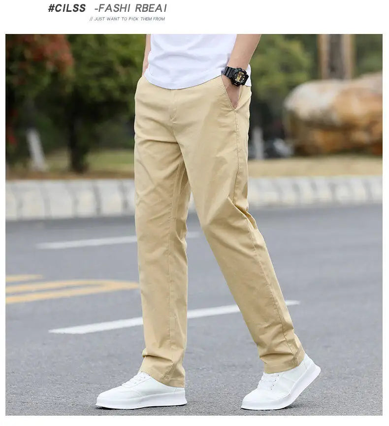 Men's High-Quality Chinos -Cotton Casual Trousers - Breathable Straight Pants (Sizes W28-w40)