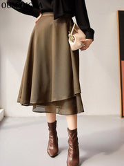 Chic Wrap A-Line Knee Skirt