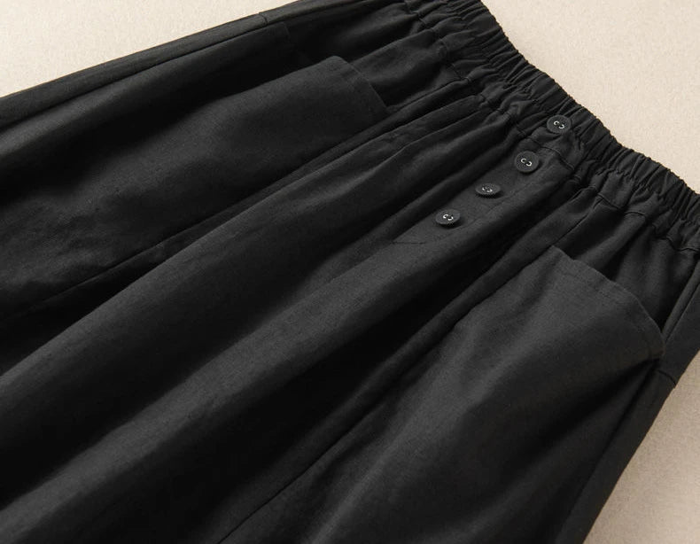 Women's Skirt Cotton Linen Casual Straight Skirts Woman Fashion 2026 Summer Loose Solid Color Button Long Skirts for Women