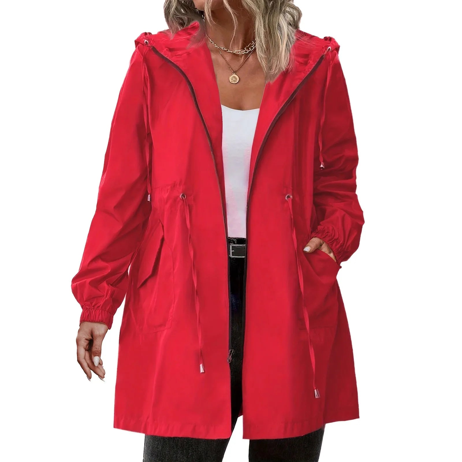 Women Trench Coat New Spring Autumn Jacket Casual Long Sleeve Hooded Mid Long Windbreaker Female Overcoat High-Quality Coats