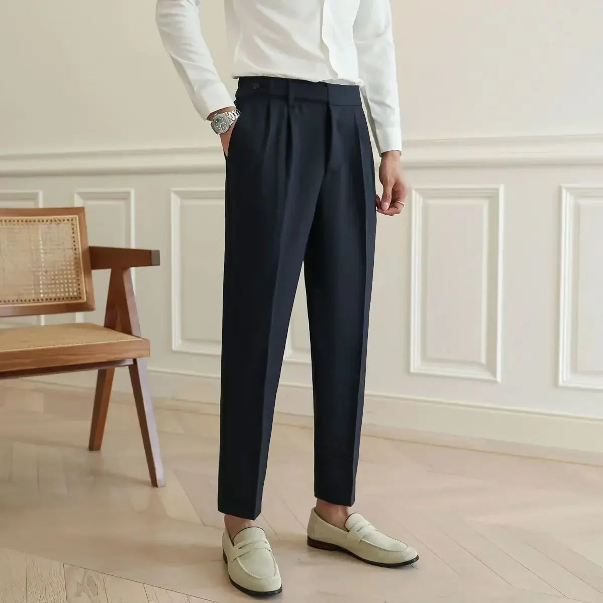 Classic Pleated Business Suit Trousers