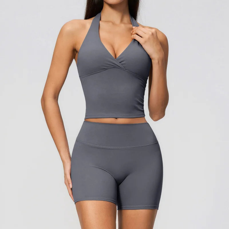 Yoga Outfit Set Fitness Two-Piece Set With No Embarrassing Lines Butt-Lifting Running Shorts Leggings Yoga Suit Athletic Wear