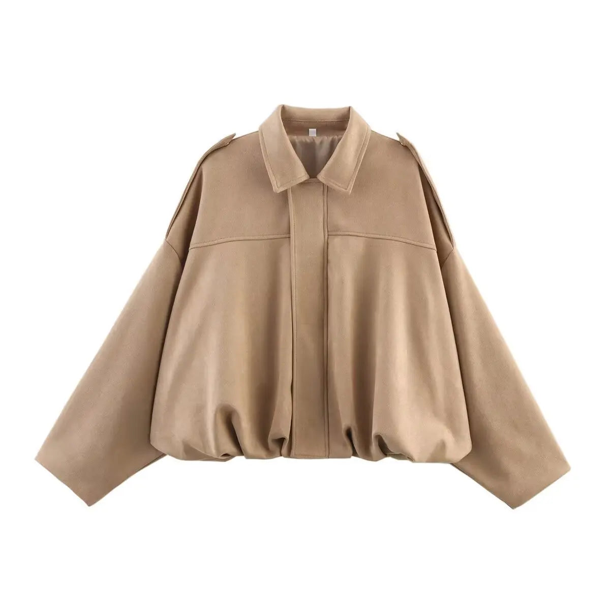 Women Bomber Jackets Suede Texture Coats Fashion Turn-down Collar Long Sleeve Loose Vintage Female Outerwear Chic Top Streetwear