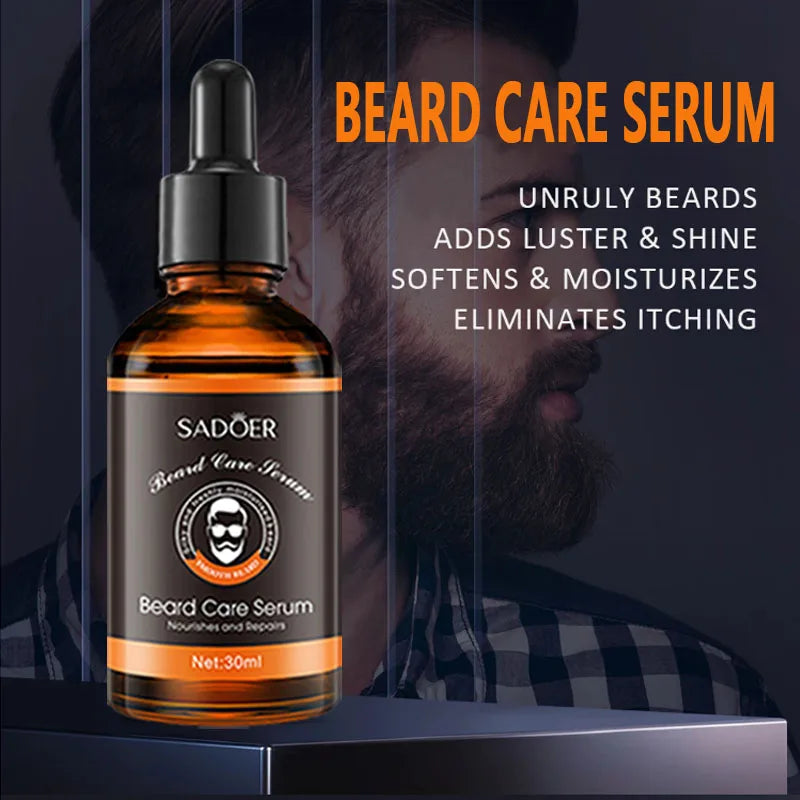 Men's beard care set, beard essence lotion, gently nourishes and strengthens the hair roots, promotes beard growth