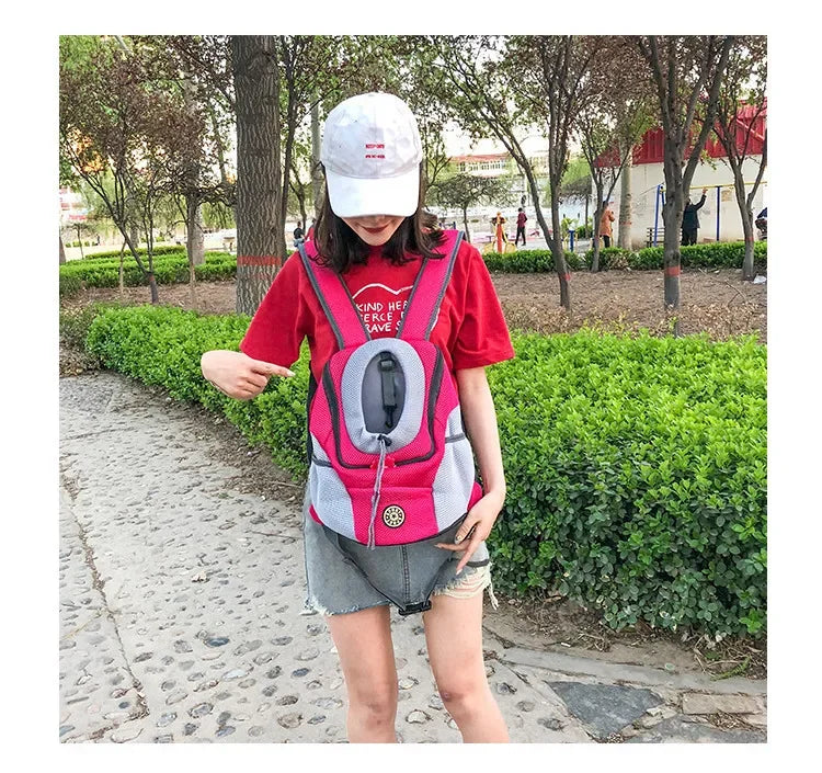 New Dog Pet Backpack Carrier Travel Bag Front Pack Breathable Adjustable with Safety Reflective Strips for Hiking Outdoor Cats