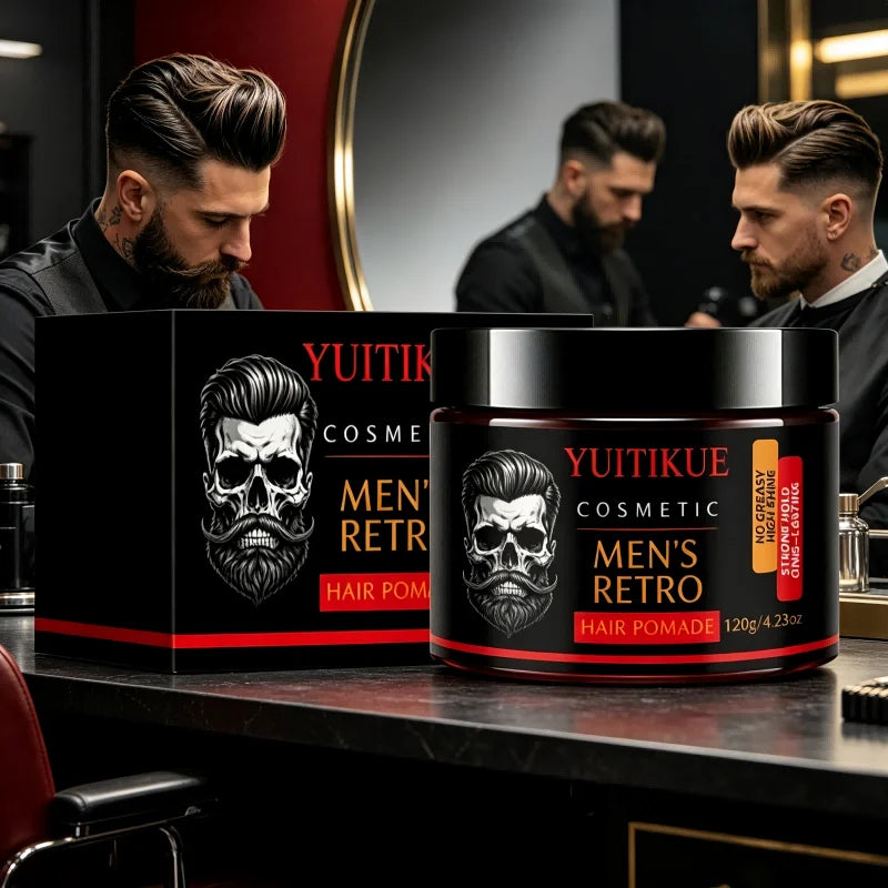 120g Men Retro Hair Pomade Strong Hold High Shine Non Greasy Long Lasting Styling Wax For Slick Back Gentleman Hairstyle
