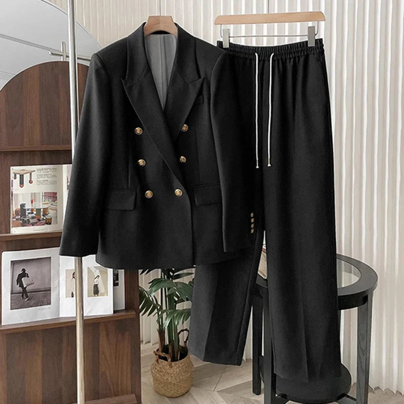 Elegant Peaked Lapel Suit Set