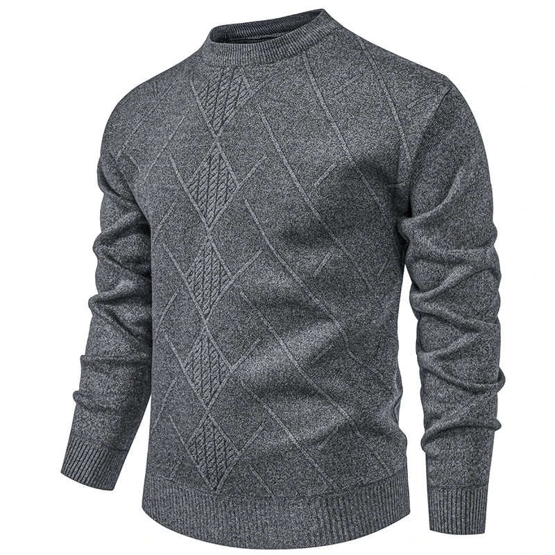 New Sweater Men Casual Knitted Pullover Solid Color Warm Regular Fit Round Neck Sweater Pullovers Mens Sweatwear