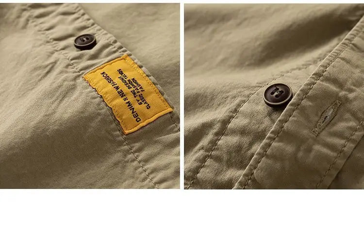 Workwear shirt for men summer loose and casual short-sleeved men American retro lapel coat trendy brand outdoor wear