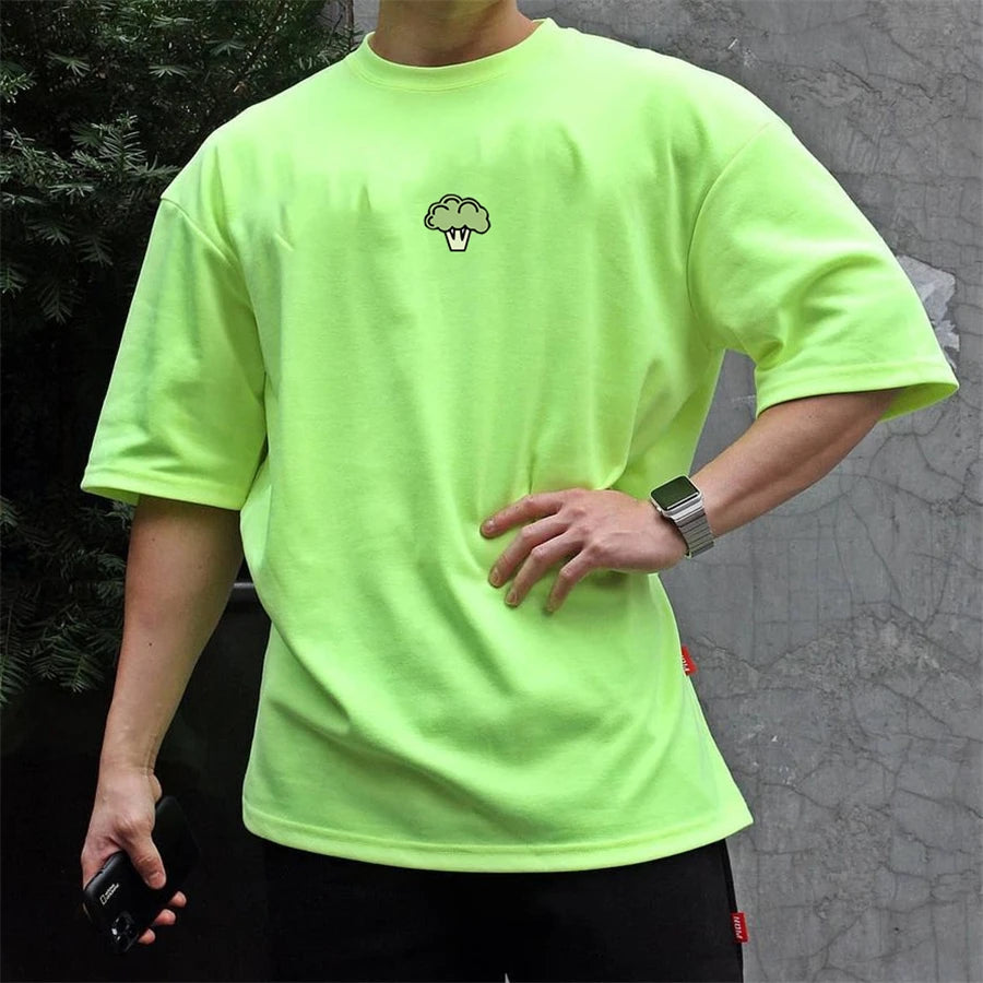 High Qualit gyms T shirt Men Bodybuilding print loose T-shirt Workout Fitness Tees Men Clothing cotton Short Sleeve Sports Shirt