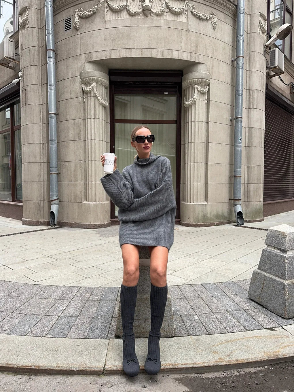 TOSSY High-Neck Knit Pullover