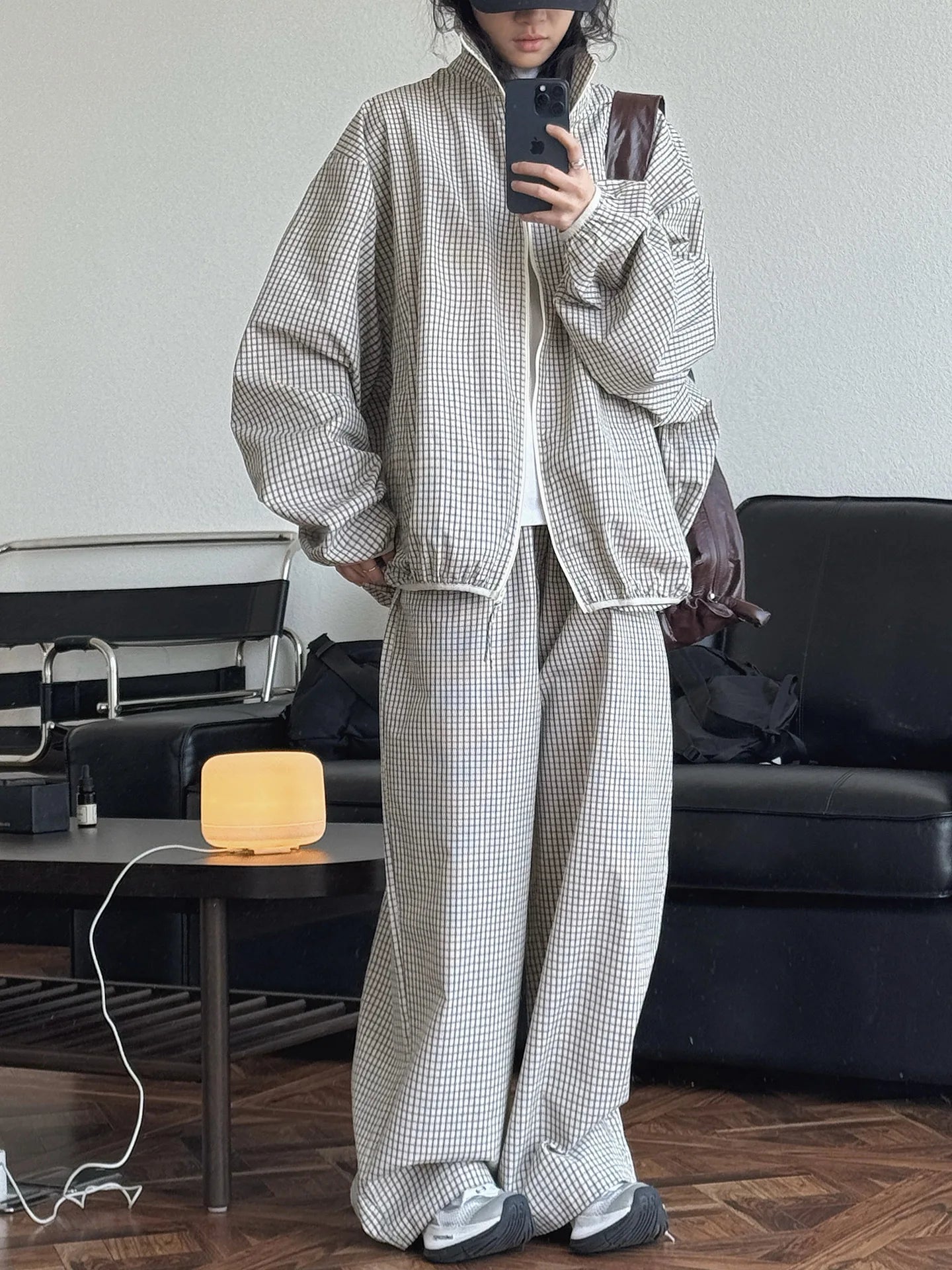 2026 Women Summer Long Pants High Waist Wide Leg 80% Cotton Plaid Pants Fashion Clothes Vintage Pants Female Trousers