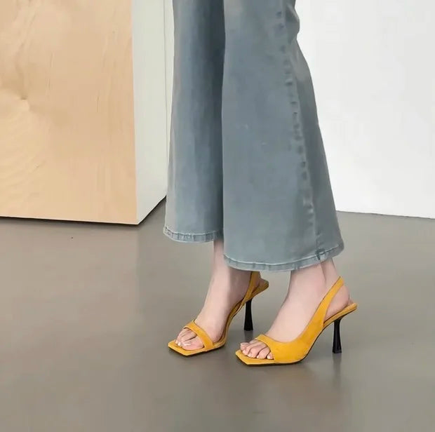 High Heels Women Sandals Luxury Elegant Heels Shoes Fashion Slippers New Square Toe Sexy Pumps Dress Party Female Slides