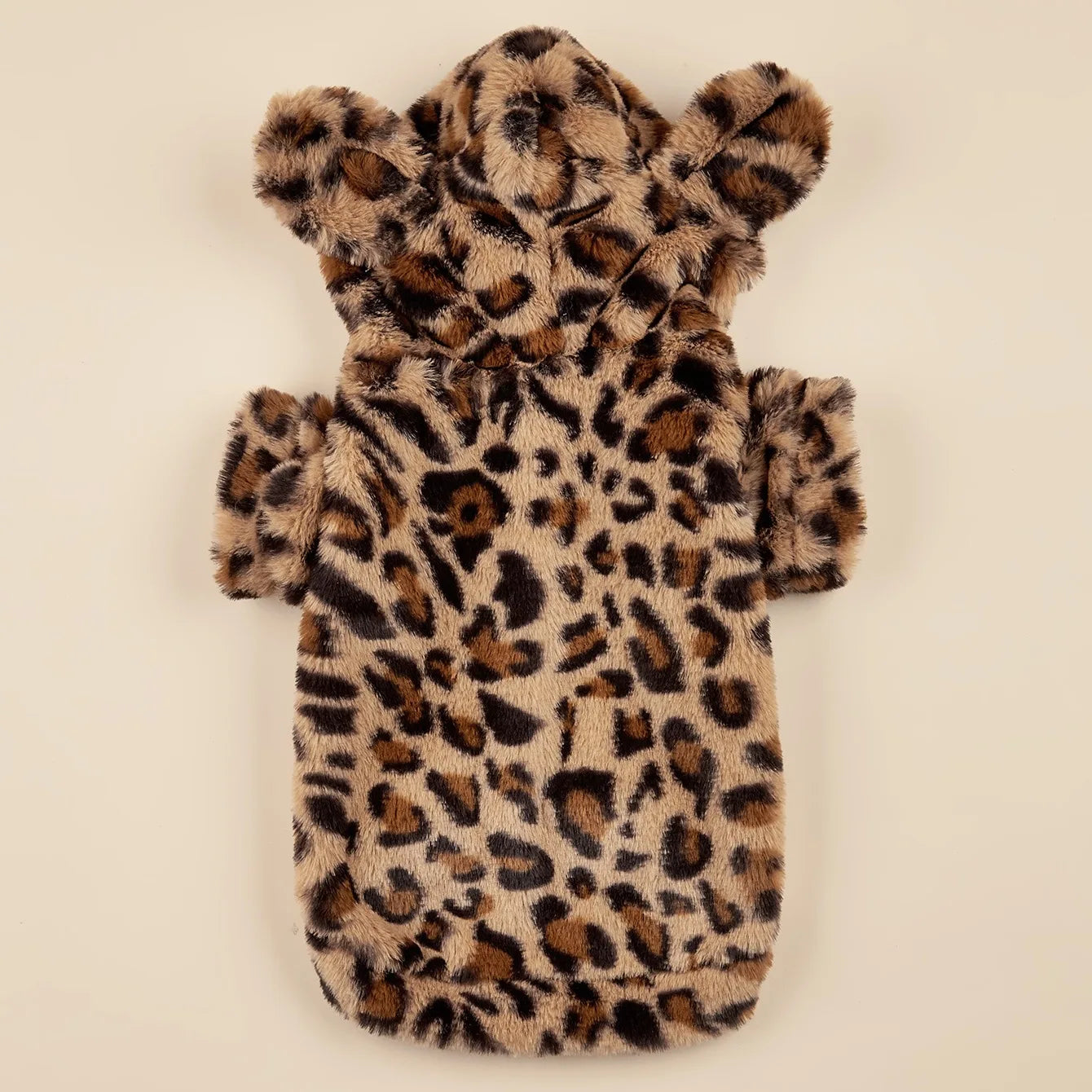 Plush Leopard Ear Dog Hoodie