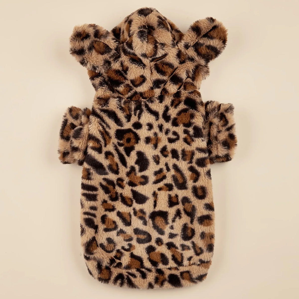 Plush Leopard Ear Dog Hoodie