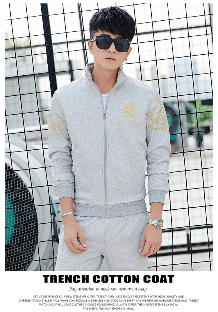 Plus Size 5XL 6XL Men's Tracksuit Autumn Clothes Sportswear Two Piece Set Men Jacket Sweatpants Male Sweatsuit Sports Suits Sets