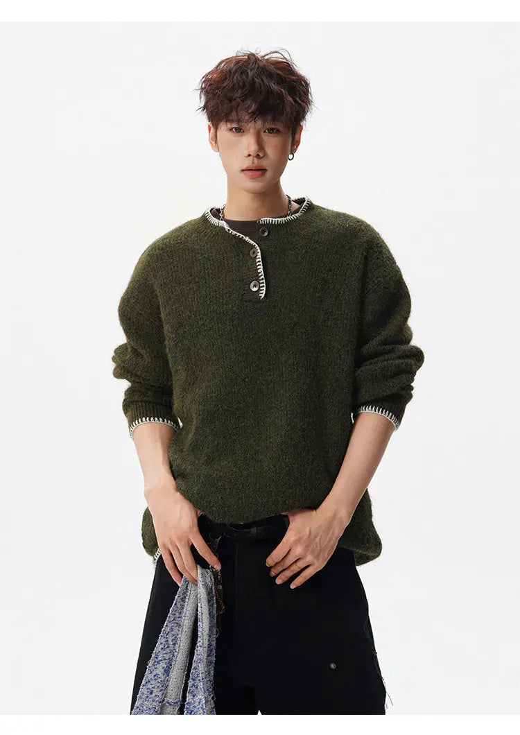Korean Button Knit Pullover