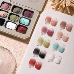 9-Color Solid Gradient High-Saturation Blush Nail Polish, French Manicure Gel, Suitable for Nail Technicians and Beginners.