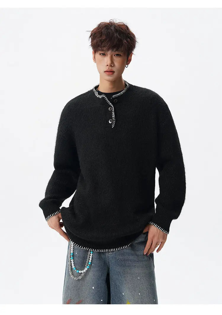 Korean Button Knit Pullover