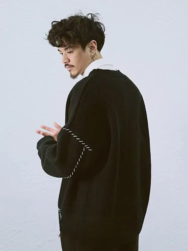 Retro Patchwork Knit Cardigan