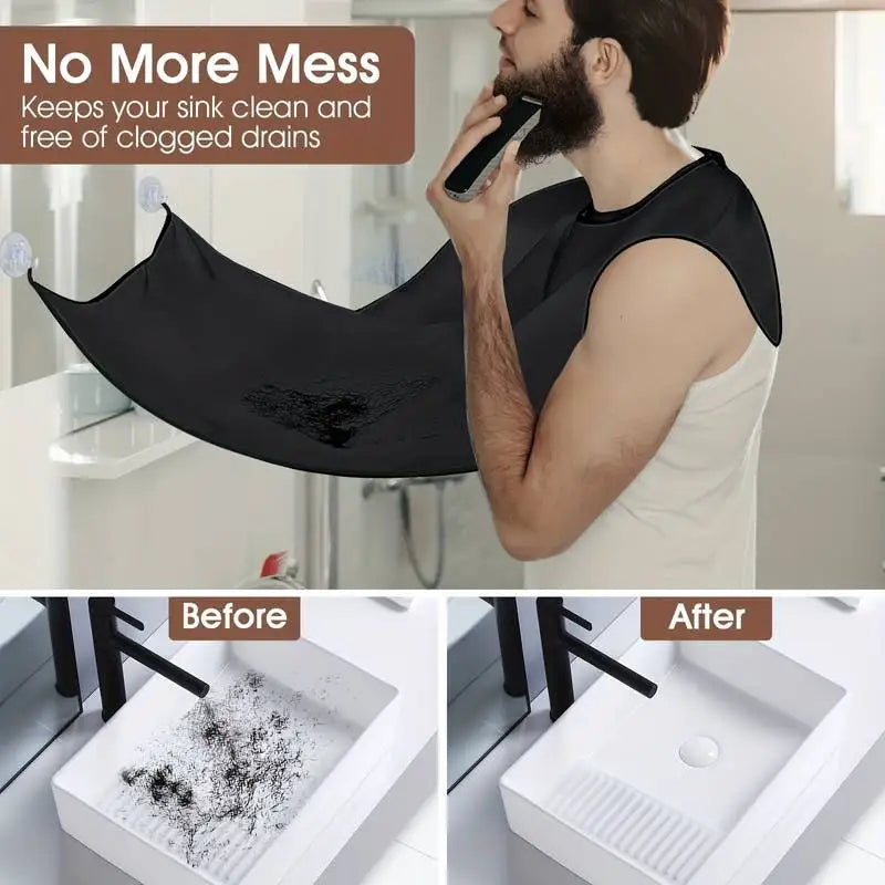 Men's Beard Shaving Bib - Clean Cape for Shaving and Grooming - Ideal for Care and Hygiene