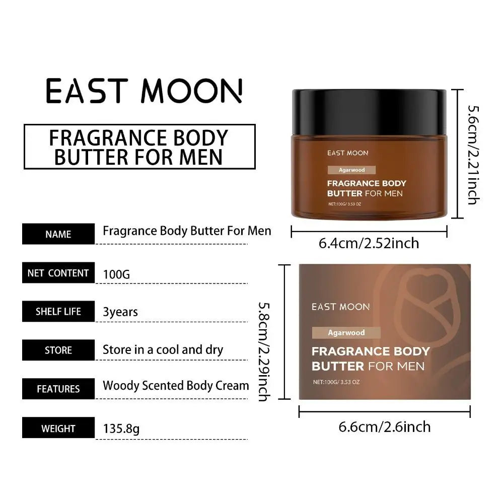 100g Refreshing Men Cologne Scent Body Lotion Agarwood Fragrance Body Butter For Men Gentle Care Dry Skin Deep Nourishing Cream