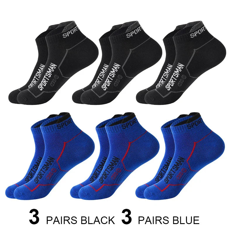 Men’s Cotton Mesh Ankle Sports Socks – 6 Pairs