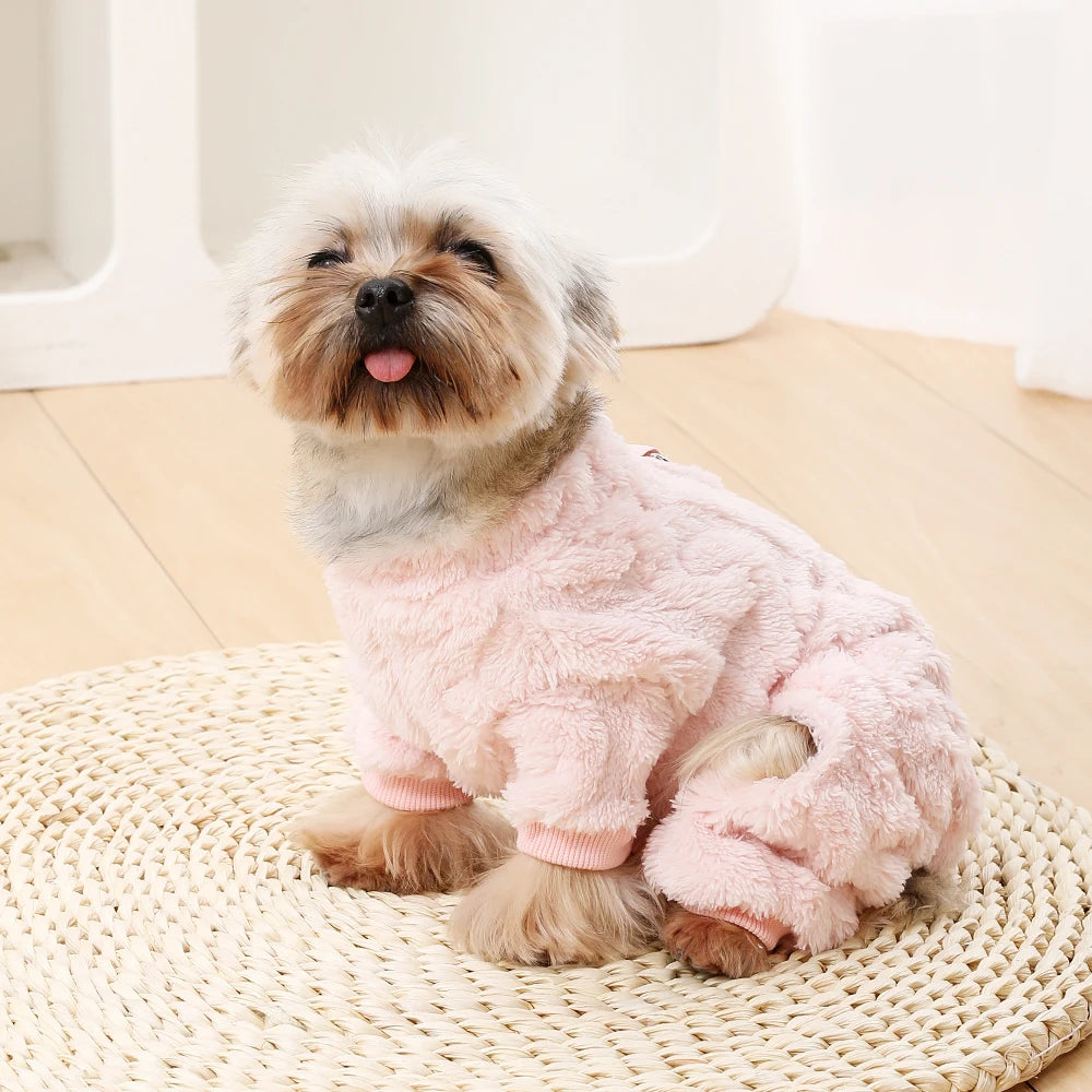 Pet Dog Clothes Cozy Soft Fleece Puppy Cat Jumpsuit For Small Medium Dogs Cats Winter Warm Clothes With Elasicity Yorkshire Pug