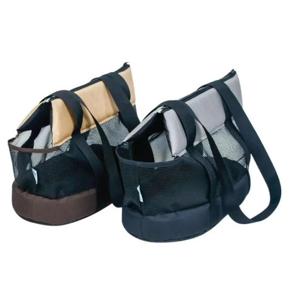 Practical Oxford Cloth Pet Carrier Black Foldable Pet Bag Breathable Lightweight Pet Backpack Hiking Trip