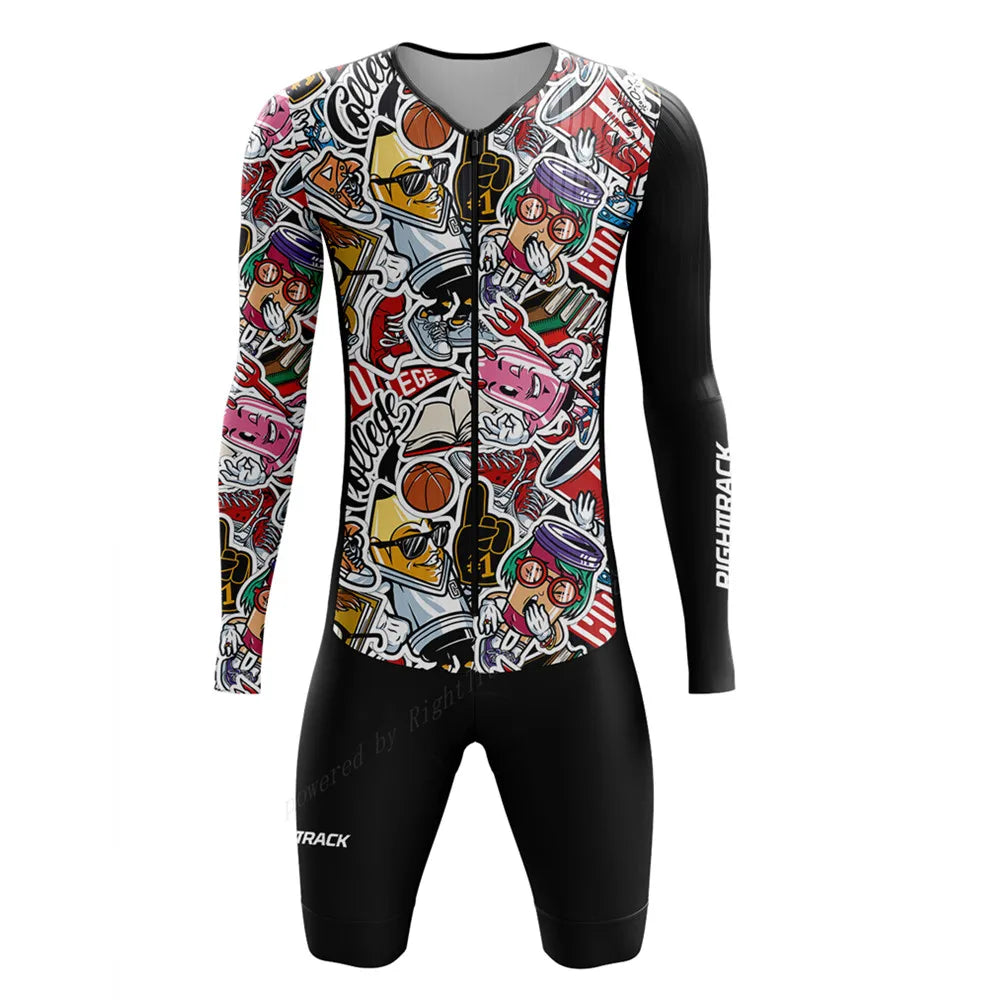 Righttrack Sport Men's Cycling Skinsuit Performance Long Sleeve Quick Dry Uv Protection Speedsuit Trisuit Road Bike Mtb Clothing