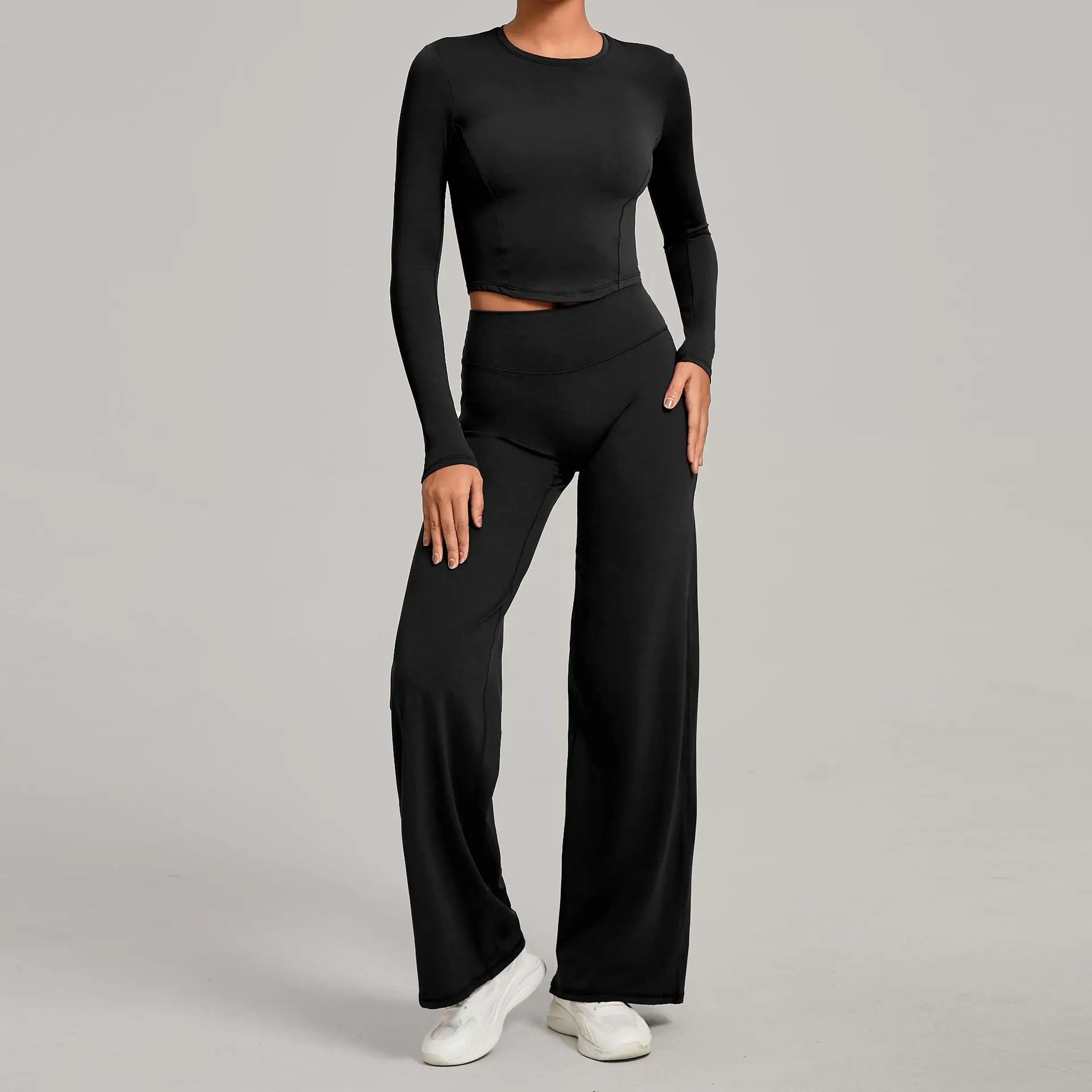 2PCS Yoga Set Women Yoga Pant Workout Tracksuit Sportswear Gym High Waist Straight Leg Bottoms Fitness Bta Sports Suit XP01