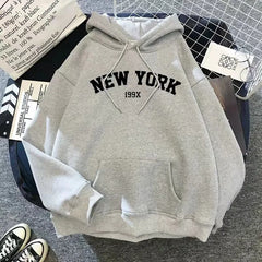Hoodie Europe and America Sweatshirts for Women New York Letter y2k Autumn Winter   Casual Long Sleeve Pullover with Pockets