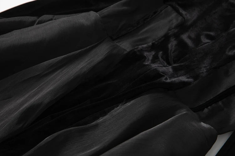 Velvet Ruffle V-Neck Evening Dress