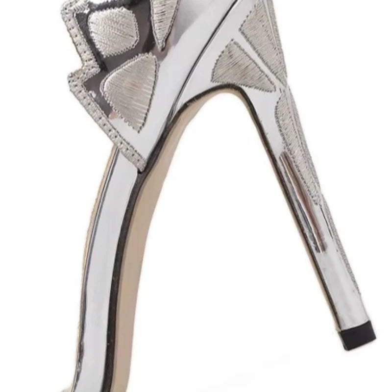 Fashion Women's High Heels Bow Women Sandals Patent Leather Open Toe Party Shoes Buckle Ultra High Heels Women Shoes New Zapatos