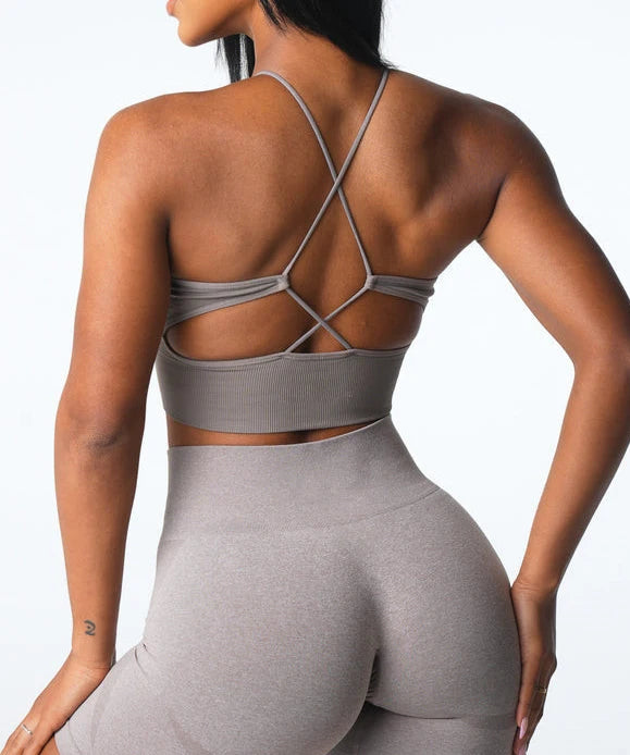 Embrace Seamless Sports Bra Women Backless Gym Bra Tops Padded Yoga Bras Push Up Running Sports Bras Workout Bralette Sportswear