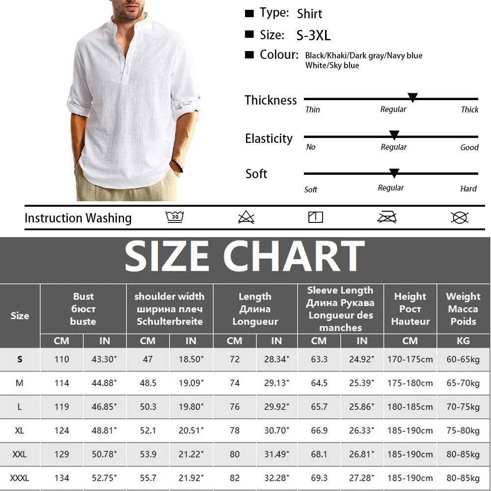 Lightweight Henley Casual Shirt Men