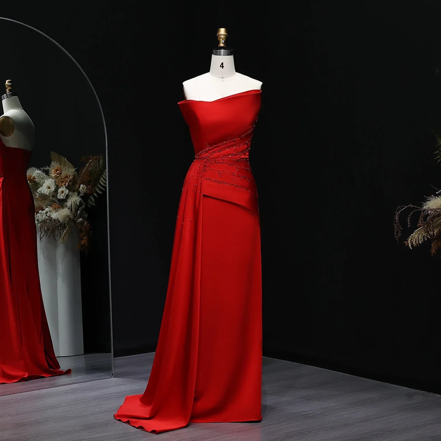 Strapless Satin Mermaid Evening Gown