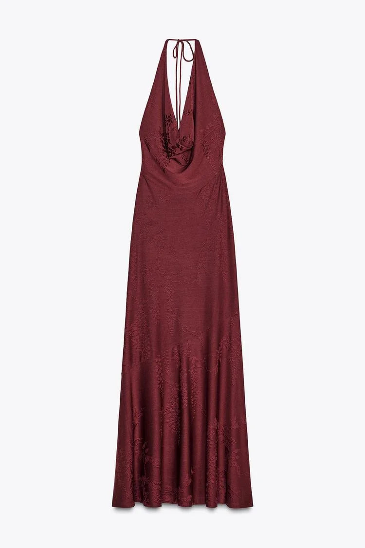 Vintage Deep V Sleeveless Evening Dress