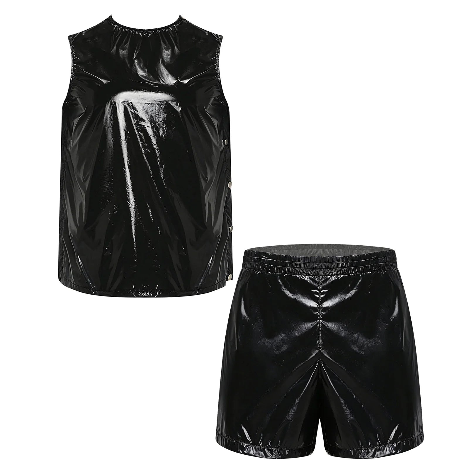 Mens Special Needs Waterproof Sweat Tracksuit Tank Tops And Sides Buttons Boxer Shorts Two Pieces Outfit Adaptive Clothing