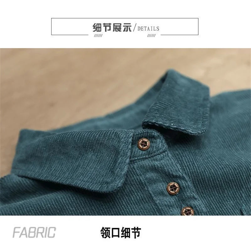 Casual White Corduroy Button Jacket