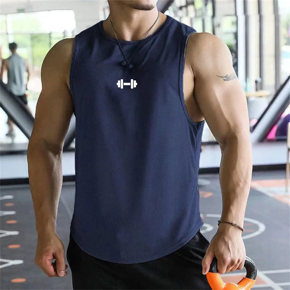 Summer Men's Tank Top Fitness Training Clothing Quick-drying Loose Bodybuilding Sleeveless Shirt Men Fashion Basketball Vest