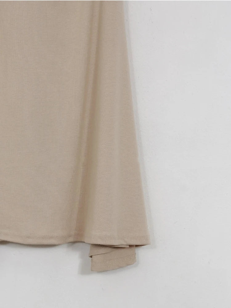 Shirred Satin High Waist Midi