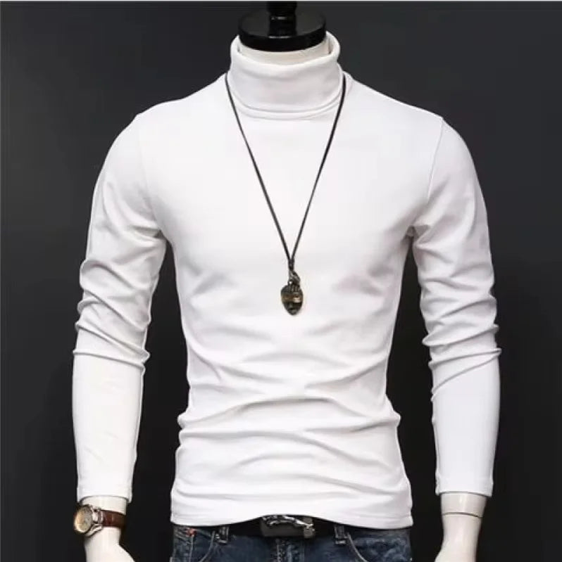 Autumn Winter Mens Turtleneck Sweaters Casual Thermal Long Sleeve Slim Fit Pullovers Stretch Basic Tops Sweatshirt Jumper TShirt