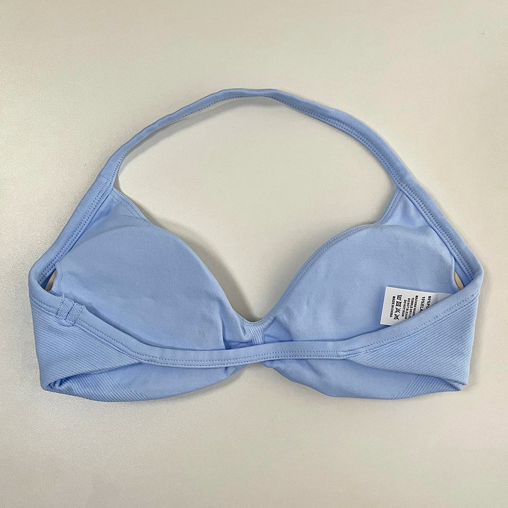 Sports Bra Women Strappy Backless Sports Top With Removable Cups Workout Clothing Gym Crop Top Fitness Seamless Halter Yoga Bra
