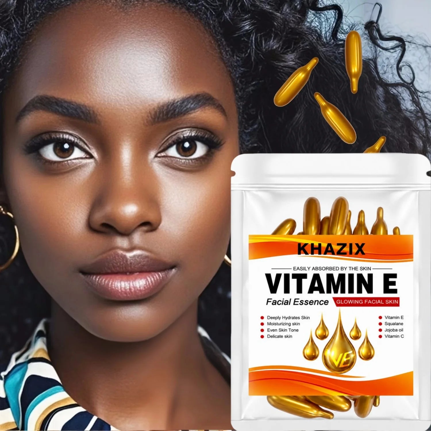 Deep Hydrating Face Serum with Vitamin C Vitamin E Squalane and Jojoba Oil Moisturizing for Smooth Soft Even Looking Skin.