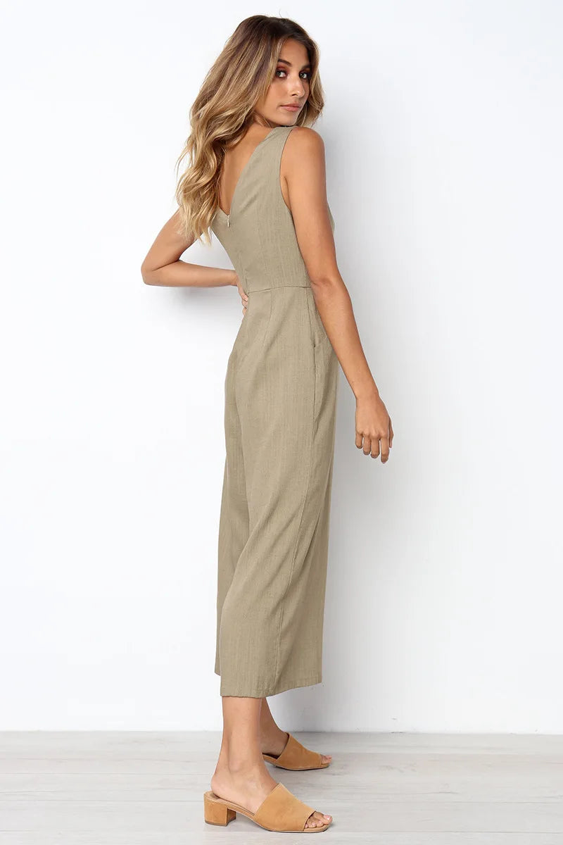 Urban V-Neck Streetwear Jumpsuit