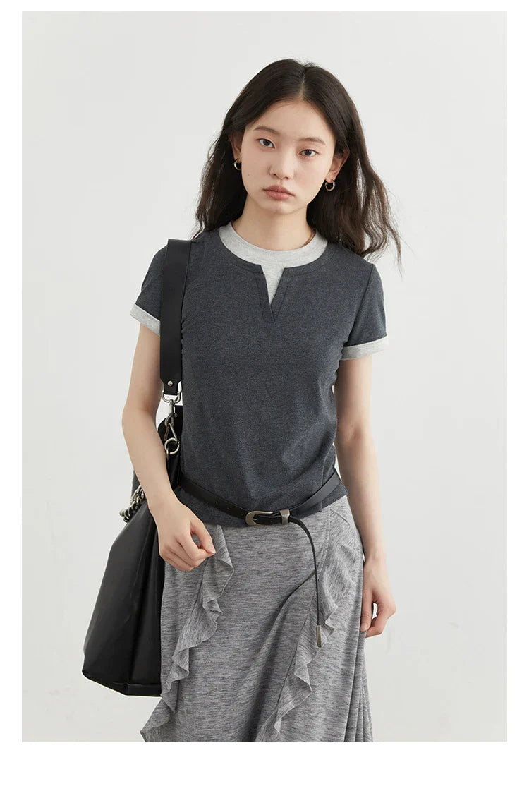 Color Contrast Patchwork Sport Tee